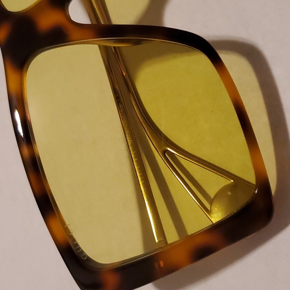 Gucci Havana Brown/Gold and Yellow Womens Sunglasses - NWT - Picture 6 of 13
